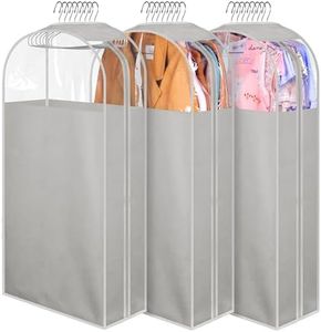 MISSLO 10" Gusseted Garment Bags for Hanging Clothes 40" Clear Suit Bags for Closet Storage Suits Cover Coat Protector, 3 Packs, Grey