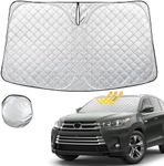 Rilsen Windshield Sun Shade for Toyota Highlander 2014-2019 Thicken 4-Layer Foldable Front Window Sunshade Cover Sun Visor Protector Block UV Rays