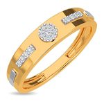 KISNA Real Diamond Jewellery 14KT Yellow Gold SI Diamond Ring for Men | Linear S22