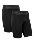 DANISH ENDURANCE Compression Shorts, Running, Gym & Workout, Quick Dry, for Men, 2-Pack, Black, M