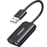 UGREEN USB Sound Card USB 2.0 to 3.5mm Jack Audio Adapter Dual Aux Stereo Headphone Microphone Splitter External DAC Dongle Compatible with Laptop PC PS5 PS4 Raspberry Pi 4 Mac Windows Linux Headset