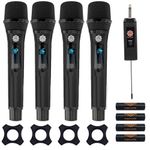 DIGIMORE UHF Wireless Microphone with Rechargeable Receiver and Mic System for House Parties, Outdoor Party, Singing, Classroom (Four Channel Cordless) (D-360 Black)