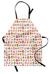 ABAKUHAUS Tea Party Apron, Candies Cookies, Unisex Kitchen Bib Apron with Adjustable Neck for Cooking Baking Gardening, Pink Beige