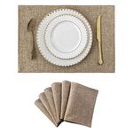 Home Brilliant Table Mats Set of 6 for Home Restaurant Hotel Table, Linen Fabric Placemats, Washable Easy Clean Place Mats, 33 x 48 cm(13x19 Inch), Natural Linen