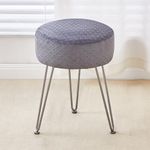 Mxfurhawa Vanity Stool Foot Stools Velvet Ottoman Stool Round Ottoman Bench Modern Dressing Stool Small Stool Side Table Footstool with Metal Leg Vanity Stool for Bathroom Living Room Grey