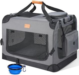 Morpilot 24-inch Portable Collapsible Dog Crate: Travel Dog Crate Soft-Sided for Small Medium Dogs up to 40lbs, with Foldable Bowl, Shoulder Strap & Storage Pockets, Grey