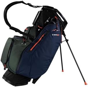 Sun Mountain Men's C130 VLO Lightweight Hybrid Golf Bag 15-Way - 7 Pockets, Single Strap System, Push-Electric-Riding Cart Compatible Compression Base, 2026 Model - Black-Olive-Inferno
