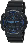 G-SHOCK GA100-1A2 Mens Black/Blue Analog/Digital Watch with Black Band