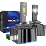 BEAMFLY D3S LED Headlight Bulbs, 110W 36000LM, 500% Brightness Upgrade with Copper Tube Cooling, Plug and Play D1S HID Xenon Replacement Bulbs, 2 Pack