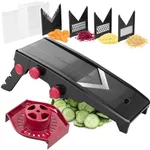 MuellerLiving Mandoline Slicer for Kitchen, Adjustable Vegetable Chopper, Fruit, Cheese Grater, Potato Chips Slicer - Black