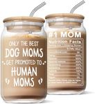 New Mom Gifts for Pregnant Women - Funny Dog Mom Pregnancy Gift for Expecting Mom, Mother to be Gift for First Time Mom, Christmas Gifts Bonus New Mom for Wife Friend Sister, 16 Oz Coffee Glass Cup