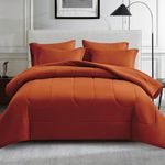 Maple&Stone King Size Comforter Set 7 Pieces Bed in a Bag - Down Alternative Bed Set with Sheets, Pillowcases & Shams, Soft Reversible Duvet Insert for King Bed, Burnt Orange