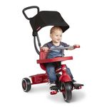 Radio Flyer Pedal & Push 4-in-1 Stroll ' N Trike®, Red Tricycle, for Toddlers Ages 1-5 (Amazon Exclusive), Toddler Bike