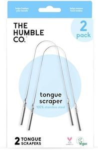 The Humble Co Tongue Scraper for Adults & Kids, 2 Pack - 100% Stainless Steel Tongue Cleaner Helps Eliminate Bad Breath & Bacteria - Dental Oral Care Products & Personal Hygiene Essentials
