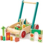 Tender Leaf Toys Baby Walker - Wooden Walker with Building Blocks