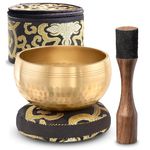 Tibetan Singing Bowl Set – Authentic Hand-Tuned Sound Bowl for Meditation – Complete Meditation Bowl Kit with Cushion, Mallet, Box & Guide – Perfect Tibetan Bell for Yoga, Relaxation, & Sound Healing