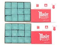 Made in the USA - 2 Boxes of Master Chalk - 24 Pieces for Pool Cues and Billiards Sticks Tips (Spruce Green)