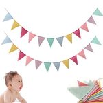 Pennant Bunting Banner Flag 2 Pack 12Pcs Burlap Cotton Colorful Triangle Flag Bunting Garland for Wedding Christmas Nursery Birthday Party Decoration Supply