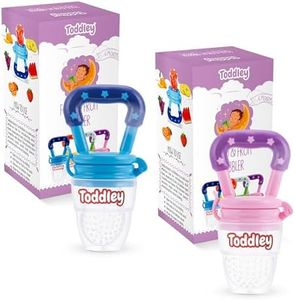 Toddley Silicone Baby Food and Fruit Feeder Combo Pack, Soft Pacifier Feeder, Teether for Infant Baby for 6+ Month Baby Pack of 2 (Blue and Pink)