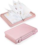 SKYREH Jewelry Travel Organizer Case, PU Leather Portable Jewelry Storage Book with Transparent Pockets Zipper Bag for Necklaces, Earrings, Bracelets(48 Grids+48 Thicken PVC Bags), Rose Gold