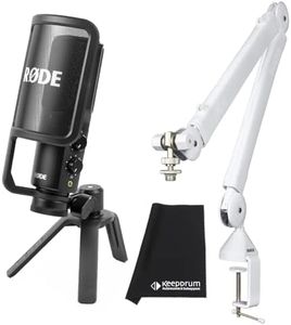 Rode NT-USB+ Plus microfono a condensatore USB + PSA1+ Plus braccio snodato bianco + panno in microfibra Keepdrum