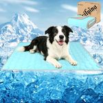 Vivifying Dog Cooling Mat, 101x76cm Waterproof Reversible Pet Cooling Blanket with Ice Silk & Velvet – Year-Round Comfort for Dogs and Cats (L, Blue&Grey)