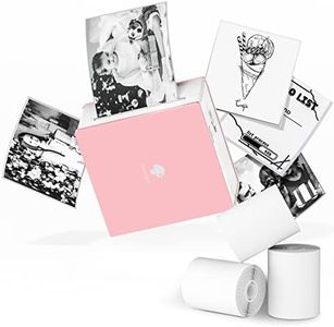 Phomemo M02 Sticker Printer- Thermal Bluetooth Mini Phone Printer with 3 Rolls Paper, for DIY Creation, Study Notes, Memo, List, Work Plan, Gift, Pink