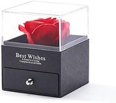 Qimily Red Rose Jewelry Gift Box,Birthday Gifts for Women Mom Girlfriend Wife, Eternal Rose Enchanted Flower for Mothers Day Anniversary (Gray Gift Box)