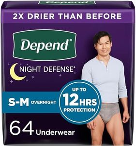 Depend Night Defense Adult Incontinence Underwear for Men, Disposable, Overnight, Small/Medium, Grey, 64 Count, Packaging May Vary