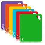 MixcMax Kitchen Plastic Cutting Board Set: Extra Thick Flexible Chopping Board, Kitchen Gadgets for Gifts with Colour Coded & Holder, Camping Cooking Equipment, Dishwasher Safe, Set of 6, Colourful