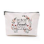 easycozy Fun Friendship Makeup Bag - Side by Side or Miles Apart Travel Portable Makeup Pouch Long Distance Friendship Gifts for Best Friend Sister Bestie Girlfriends Makeup Case