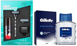 Gillette Men Mach3 Limited Edition Travel Pack & After Shave Splash Refreshing Breeze 50Ml, White