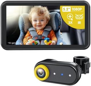 Luckview BM2A Baby Car Camera, Night Vision & 5.2" 1080P Display for Rear-Facing Car Seats, Easy No-Damage Install, Patented Anti-Shake Mount – Ideal for Parents and Pet Owners