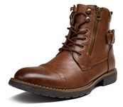 VOSTEY Mens Boots Fashion Zipper Combat Boots Ankle Dress Motorcycle Boots for Men(BMY678CCA Darkbrown 13)