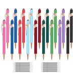 18pcs Ballpoint Pens with Stylus Tips, 1.0mm Black Ink Metal Pen Stylus with 10pcs Refills, Premium 2 in 1 Stylists Ballpoint Pens, Comfortable Writing Pens for Touch Screen, Students (9 Colors)