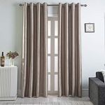 GYROHOME Faux Silk Blackout Curtains, Fully Lined Solid Color Window Treatment Drapes for Bedroom and Living Room Thermal Insulated Grommet Top Room Darkening Drapes, (2panels,52x96inch, Gold Brown)