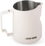 MHW-3BOMBER Milk Frothing Pitcher 12oz/350ml Milk Frother Cup Espresso Steaming Pitcher Stainless Steel Milk Frother Cup Barista Latte White P6013W-OS