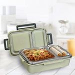 TEC TAVAKKAL 2 Compartment Lunch Box, 700ml | 2 Units Insulated Lunch Boxes |Stainless Steel Lunch Box for Kids | Leak-Proof Snacks Tiffin Box for School (Light Green)