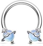 OUFER Septum Rings 16g, 316L Stainless Steel Septum Piercing, Star and Moon Design Opal Septum Jewelry, Helix Daith Snug Conch Piercing Jewelry For Women Men