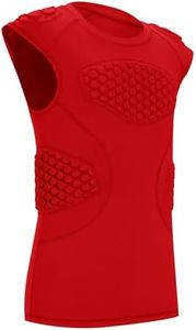 DEVOROPA Youth Boys Football Baseball Padded Shirt Sleeveless Compression Undershirt Chest Protector Rib Heart Softball Red XL
