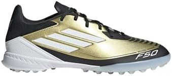 adidas Unisex F50 League Messi Turf Sneaker, Gold Metallic/White/Black, 10 US Men