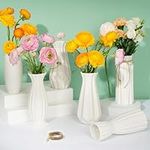Ceramic Vase Set of 6-8" White Boho