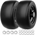 11x6.00-5 Lawn Mower Tires Flat Free, Zero Turn Mower Front Tires, 11x6-5 Solid Mower Wheel for Residential and Commercial, 3/4" and 5/8" Bearing, 6"- 8" Center Hub, 2Pack Black, 400Lbs