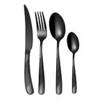 Ginoya Brothers Cutlery Set Stainless Steel Flatware Mirror Polished Tableware Eating Utensils Set for Kitchen, Restaurant, Include Knife,Fork, Small Spoon,Big Spoon,Dishwasher Safe. (4, Black)