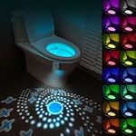 HOTUT Motion Sensor Toilet Night Light, 16 Colors Body Motion Sensor Toilet Bowl Seat Lamp, USB Chargeable, Adjustable Motion Activated Toilet Night Light for Any Toilet