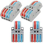 WOODTULA Wire Connectors - Lever Nuts Wire Connectors - Pushin Compact Splice Electrical Connectors - 2 to 4 inline Quick Connector (4pcs, 2 to 4 inline, Multi)