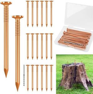 UNIFAMILY 20Pcs Copper Nails for Killing Trees Stump Root, 3.15 Inch Pure Copper Nails Bulk with Drill, Tree Stump Killer, Copper Nail for Tree Stump Remover, Tree Root Killer