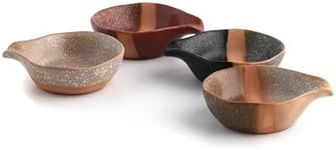 DUKA 3-Inch Stoneware Ceramic Condiment Dipping Sauce Cups with Spout | Set of 4, Soy Sauce Dishes, Small Salsa Dip Bowls | Mini Spoon Rest | Hand Glazed, Microwave Safe