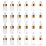 Bamboopack 24 PCS 3ml/0.1oz Empty Mini Clear Glass Dropper Bottles Essential Oil Makeup Cosmetic Lotion Sample Vials Dispenser Containers Storage with Gold Head Glass Dropper