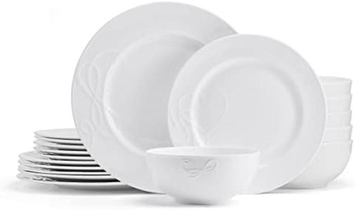 Mikasa Love Story White Chip Resistant 18 Piece Dinnerware Set, Service for 6